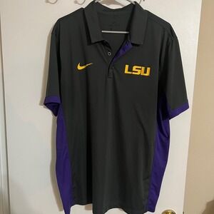 Nike LSU Tigers Dri-FIT Polo Shirt Men Charcoal Grey Purple XL